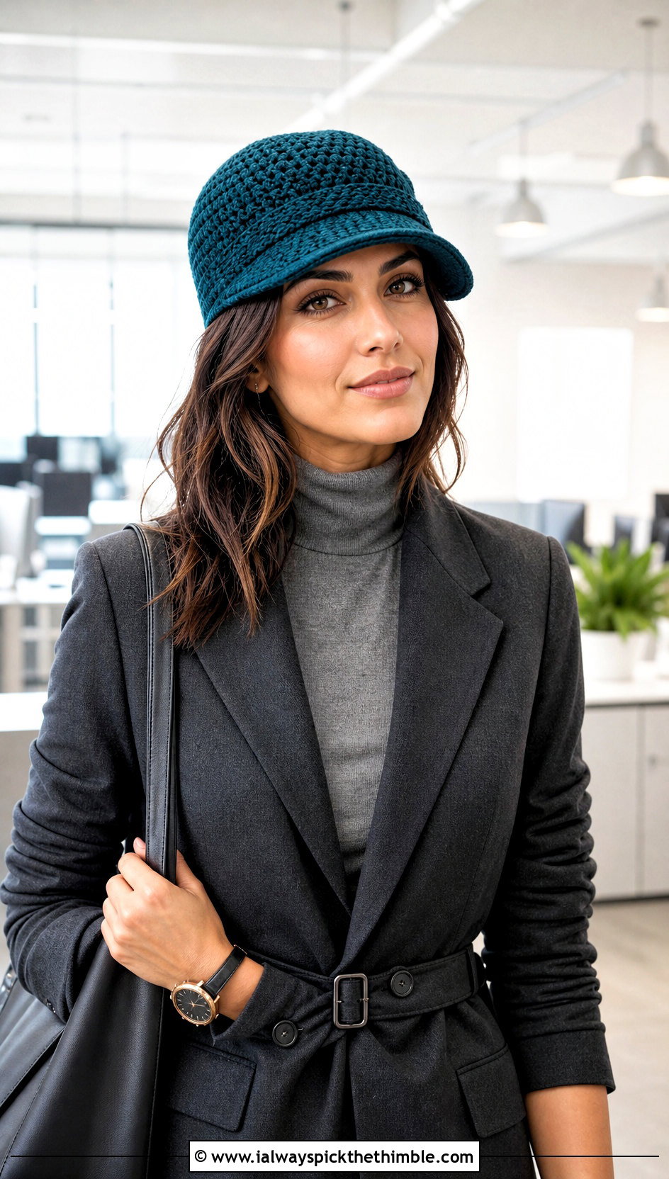 Crochet Baker Boy Hat With Office Outfit - 20 Crochet Womens Hat outfit ideas