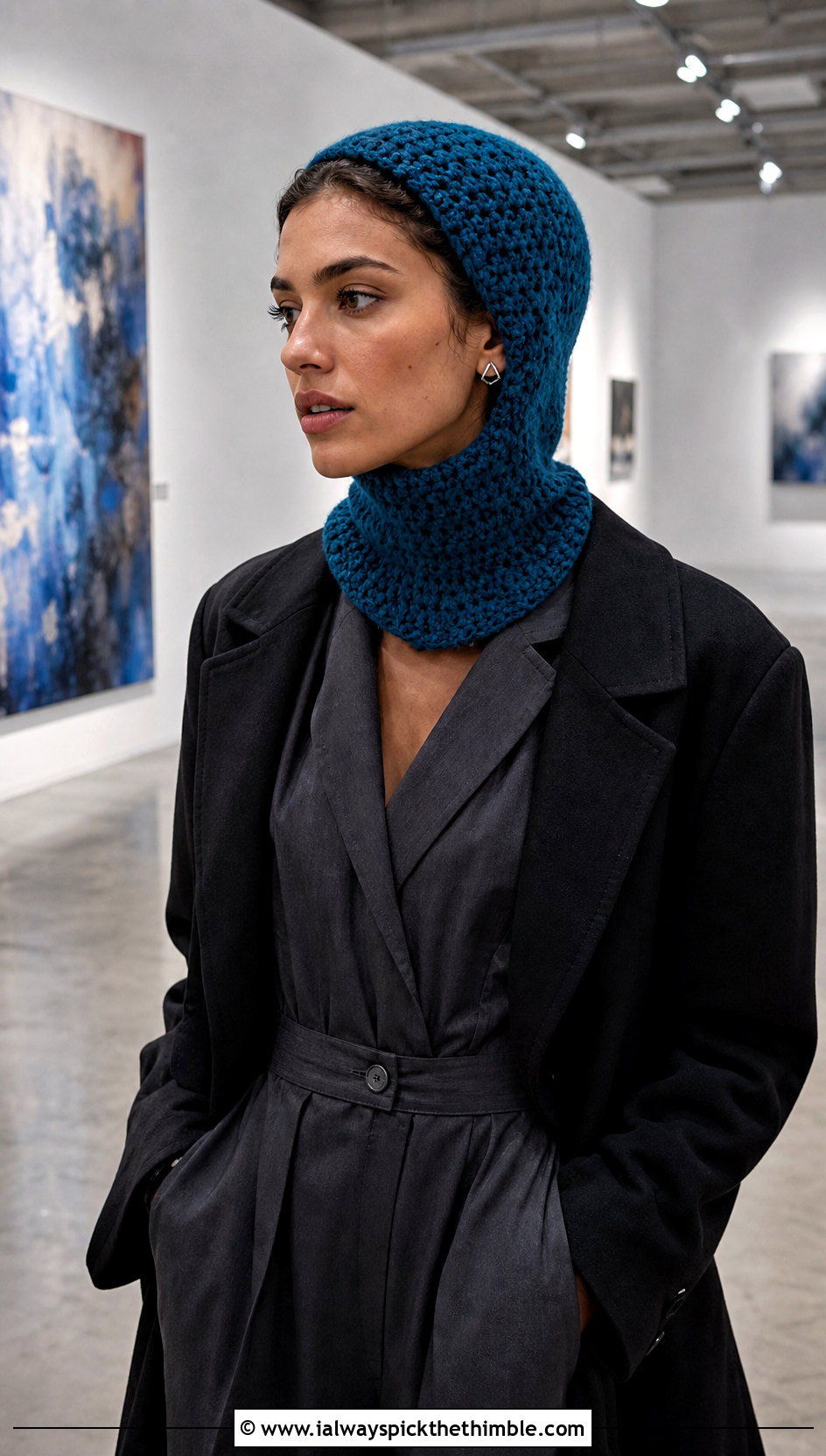 Crochet Balaclava Hat With Jumpsuit And Long Coat - 25 fun crochet hats outfit ideas