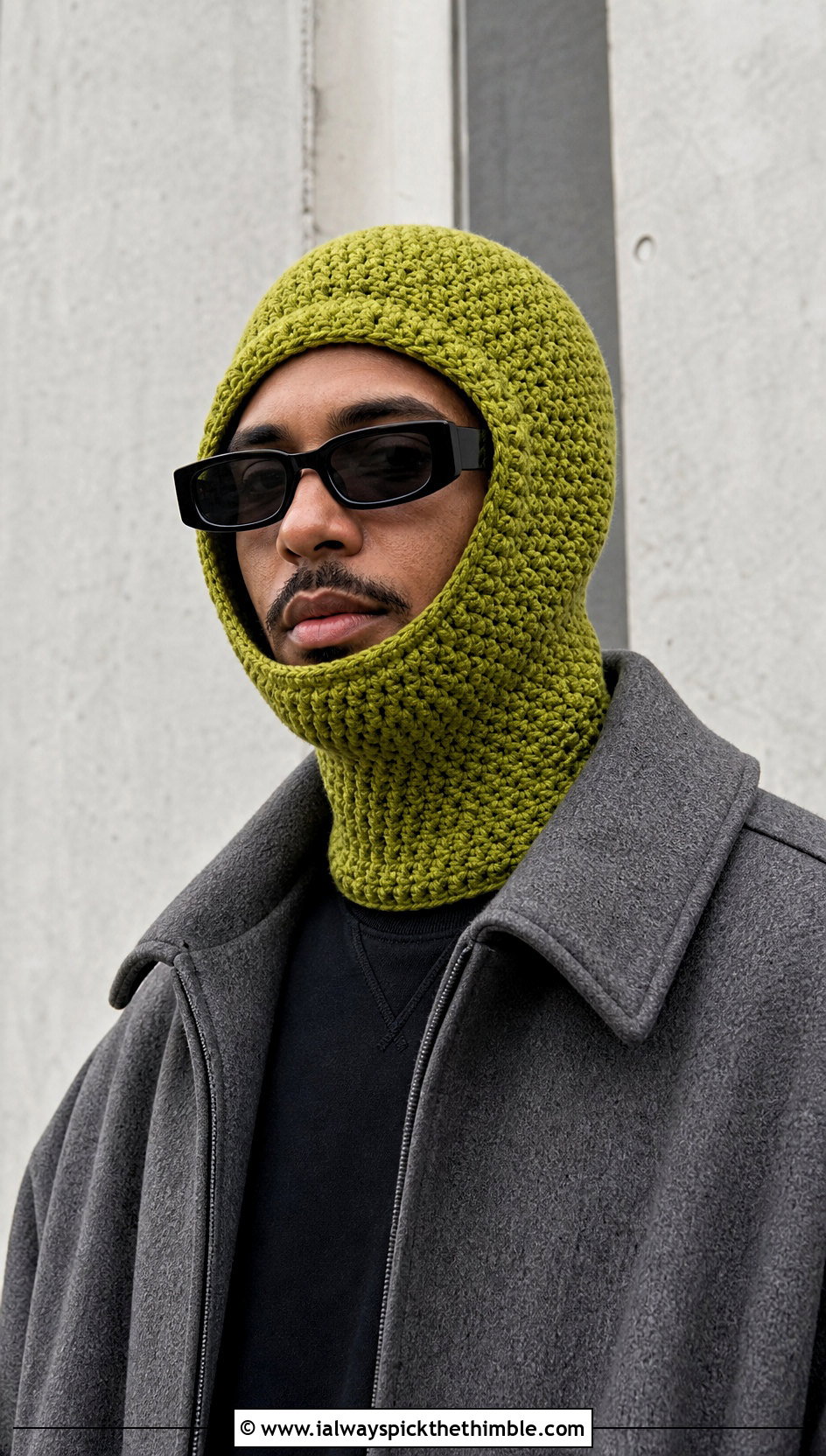 Crochet Balaclava Hat With Minimal Streetwear - 20 Crochet Mens Winter Hat outfit ideas