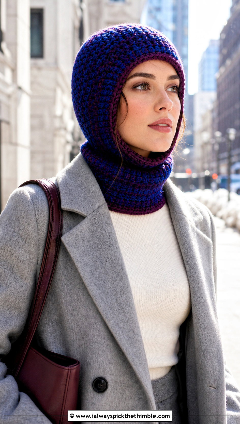 Crochet Balaclava Hat With Wool Coat And Straight Jeans - 25 simple crochet hat outfit ideas