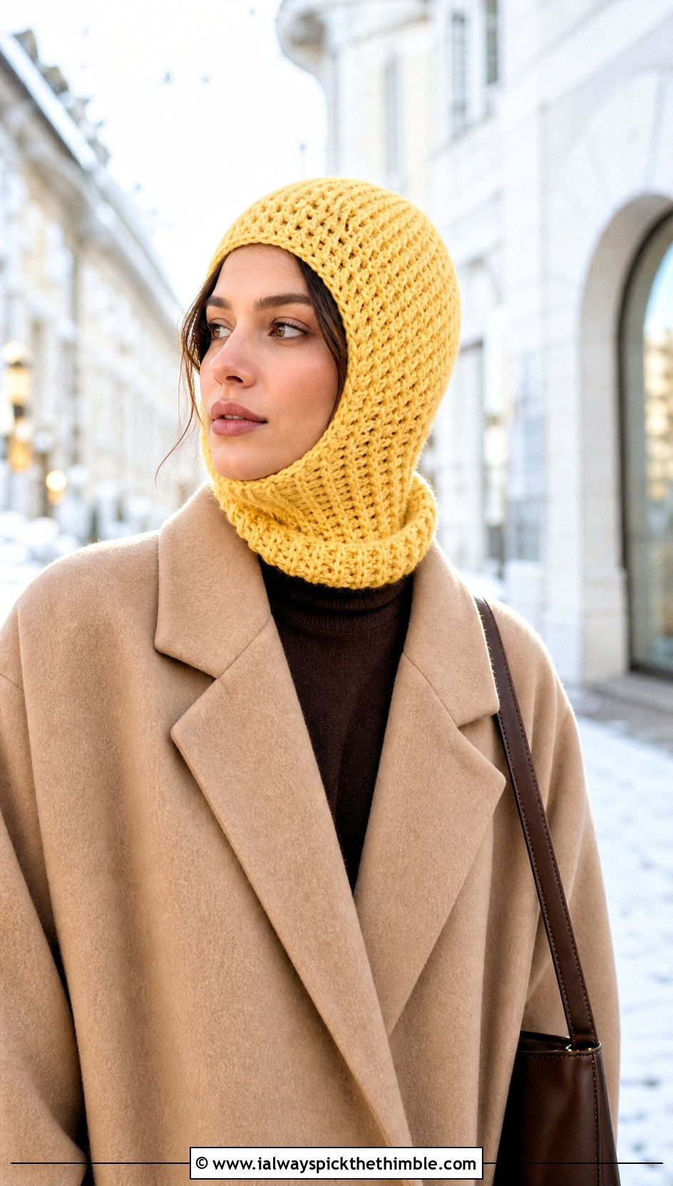 Crochet Balaclava Hat With Wool Coat - 20 Cool Crochet Hat outfit ideas
