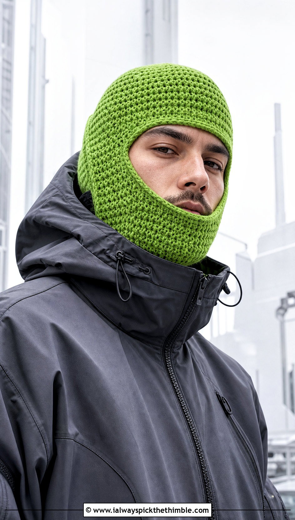 Crochet Balaclava Hood With Techwear Outfit - 20 crochet hat ideas for men