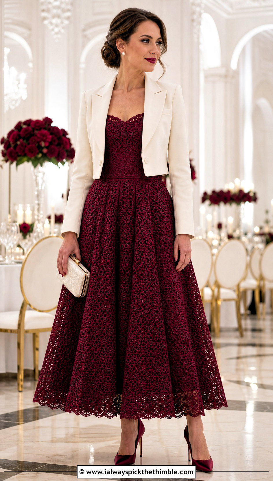 Crochet Ball Gown With Cropped Tuxedo Jacket - 25 crochet gown outfit ideas