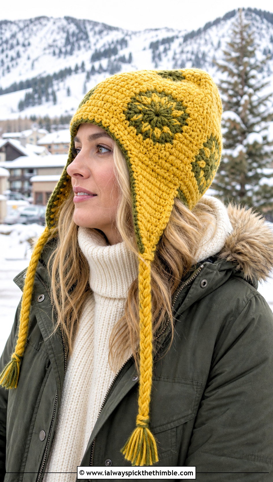 Crochet Banana Trapper Hat With Utility Parka - 20 crochet banana hat outfit ideas