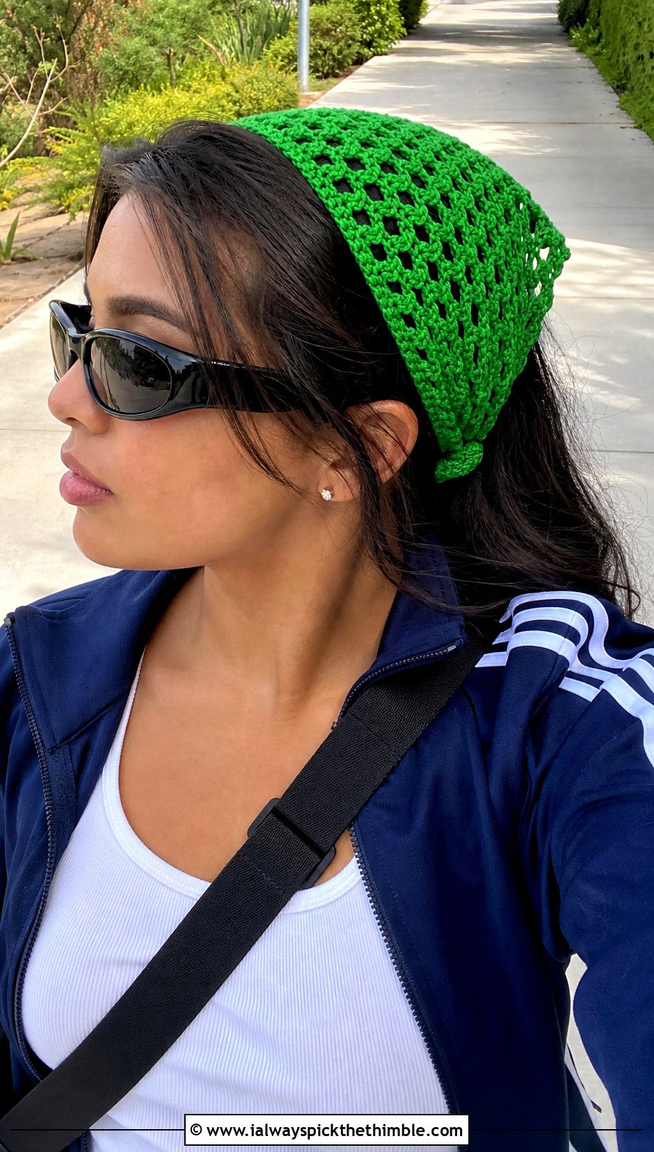Crochet Bandana Cap With Track Jacket And Leggings - 15 crochet hair cap outfit ideas