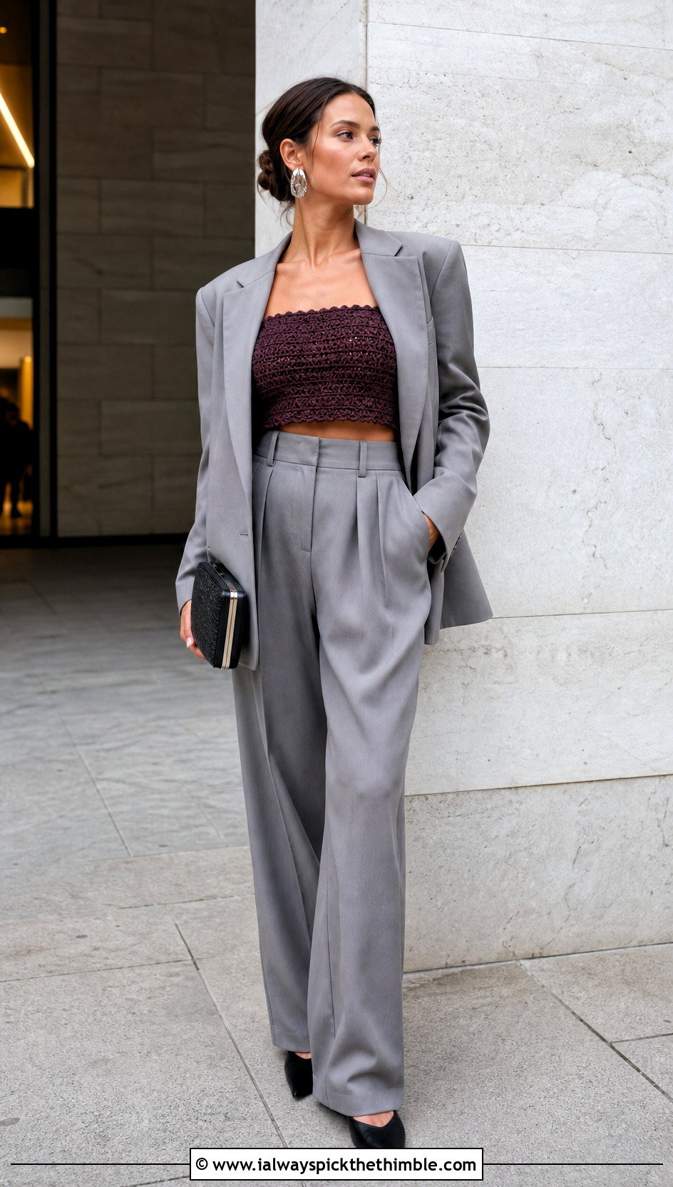 Crochet Bandeau Top With Oversized Blazer - 25 crochet tops ideas