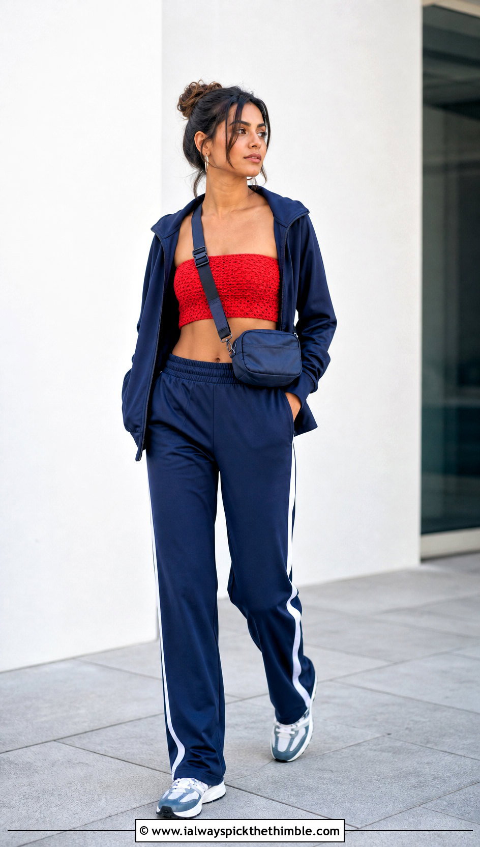 Crochet Bandeau Top With Track Pants - 20 jaded london crochet top outfit ideas