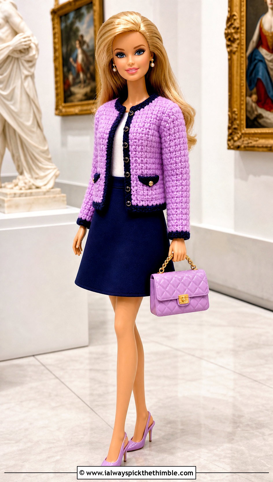 Crochet Barbie Boucle Jacket With A Line Skirt - 25 crochet barbie doll clothes and outfit ideas