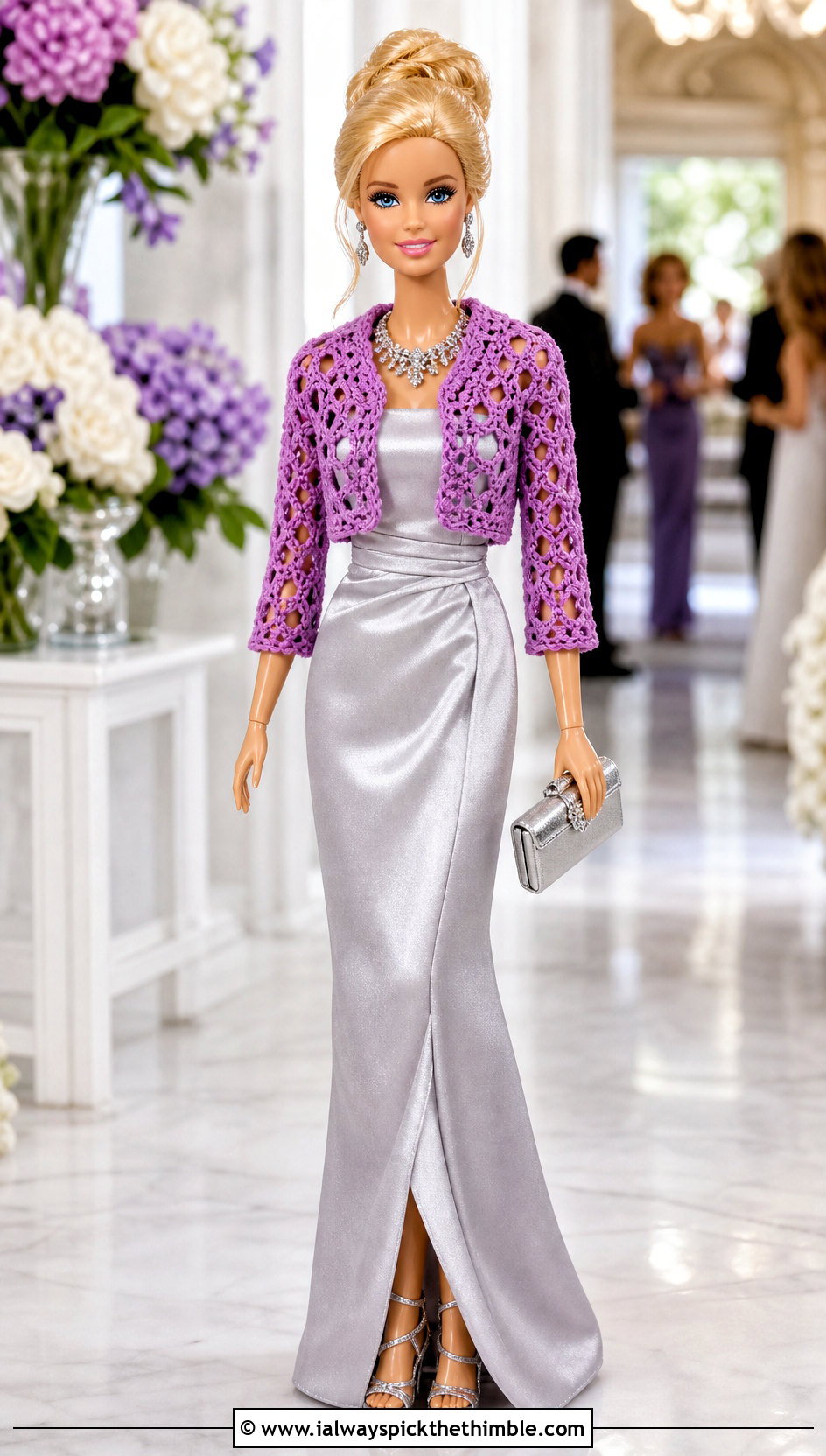 Crochet Barbie Lace Bolero With Satin Gown - 25 crochet barbie doll clothes and outfit ideas