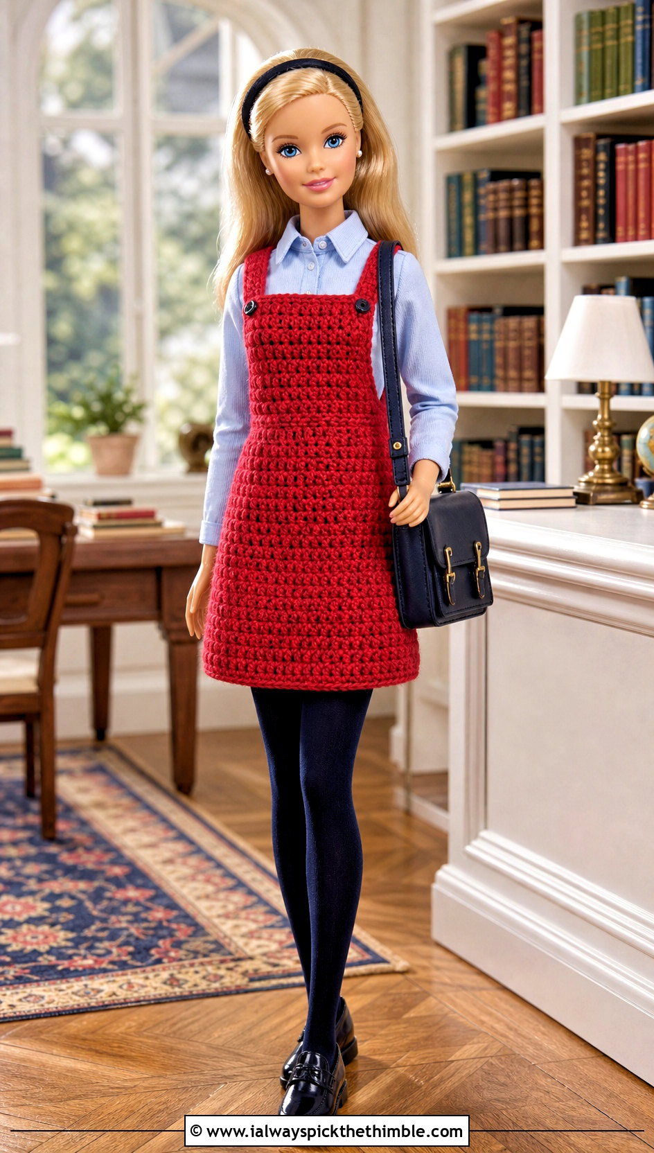 Crochet Barbie Pinafore Dress With Button Down Shirt - 25 crochet barbie dress outfit ideas