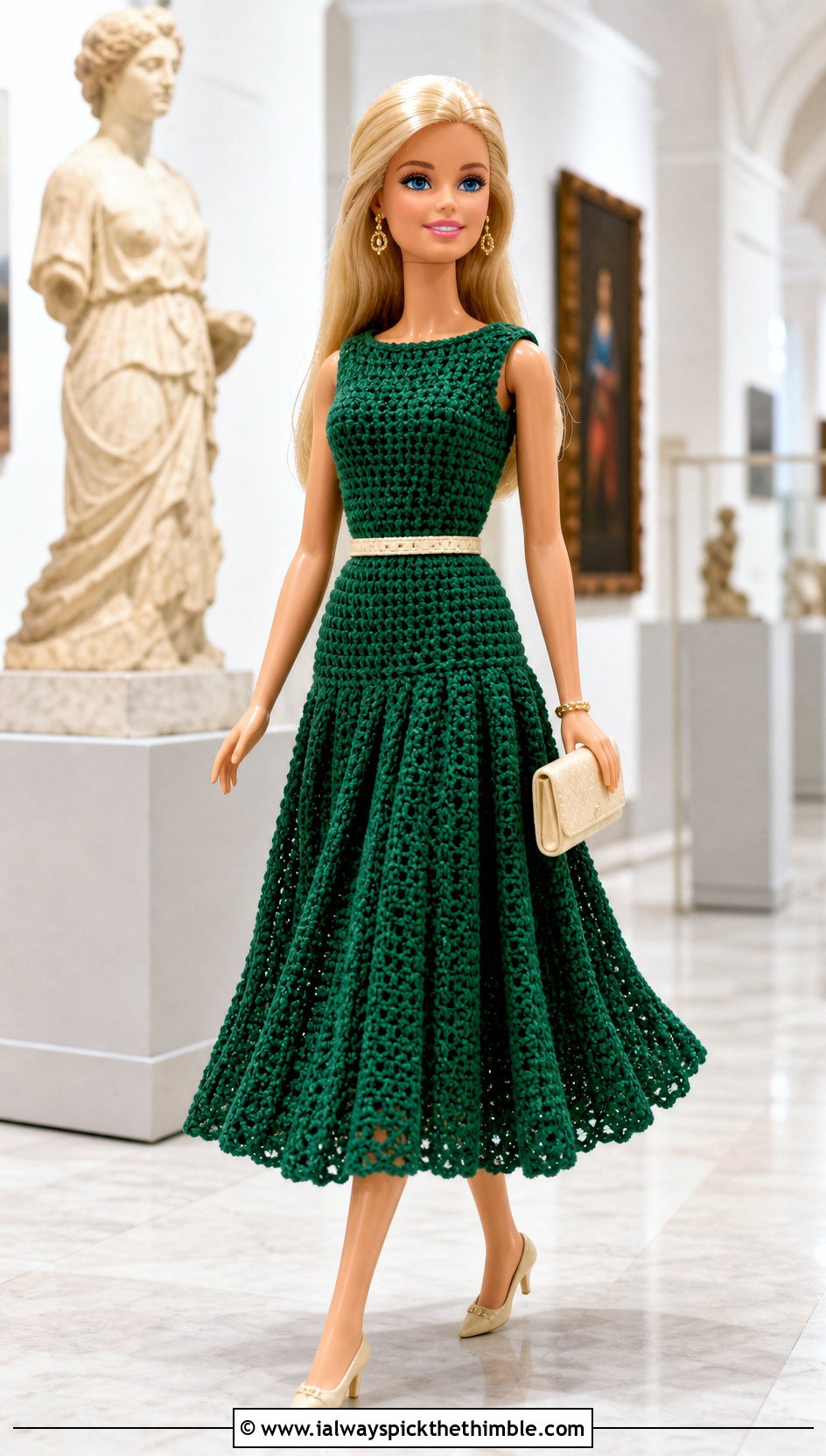 Crochet Barbie Pleated Dress With Kitten Heels - 25 crochet barbie dress outfit ideas