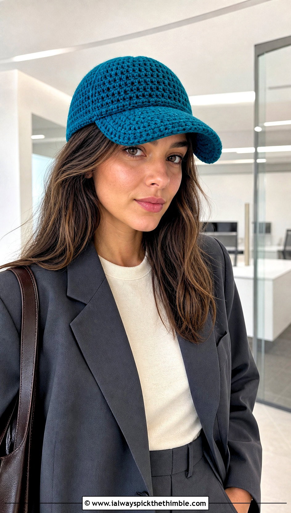 Crochet Baseball Cap With Blazer And Trousers - 25 crochet cap outfit ideas