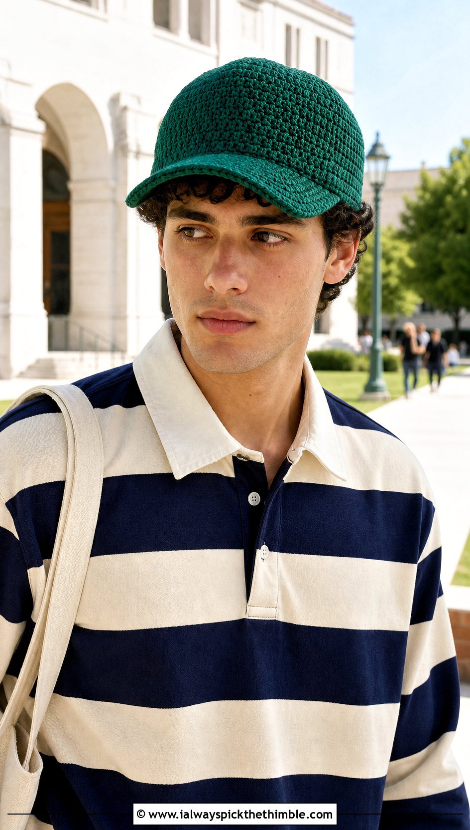 Crochet Baseball Cap With Rugby Shirt And Carpenter Jeans - 20 men's crochet hats outfit ideas