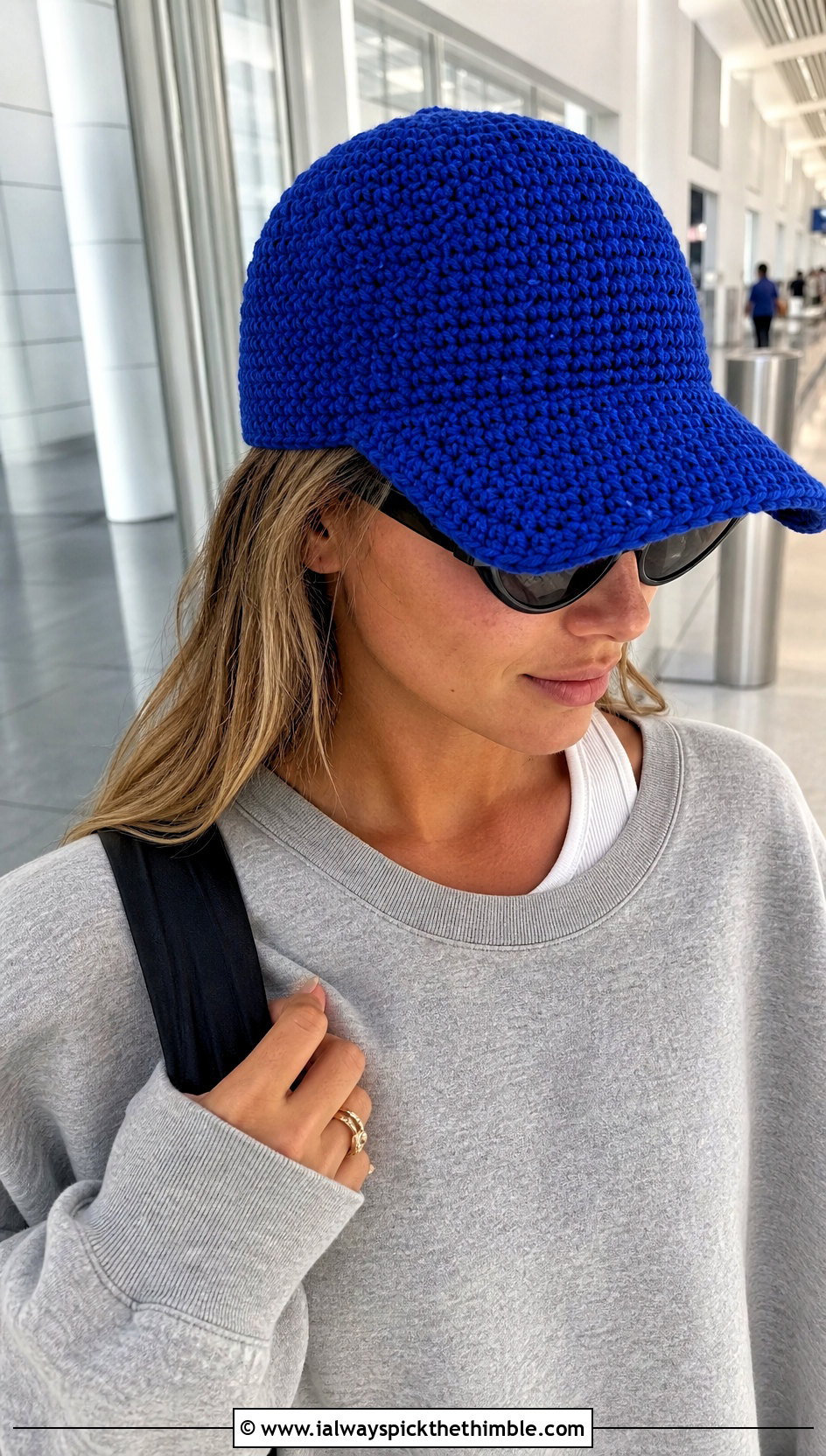 Crochet Baseball Cap With Sweatshirt And Bike Shorts - 25 fun crochet hats outfit ideas