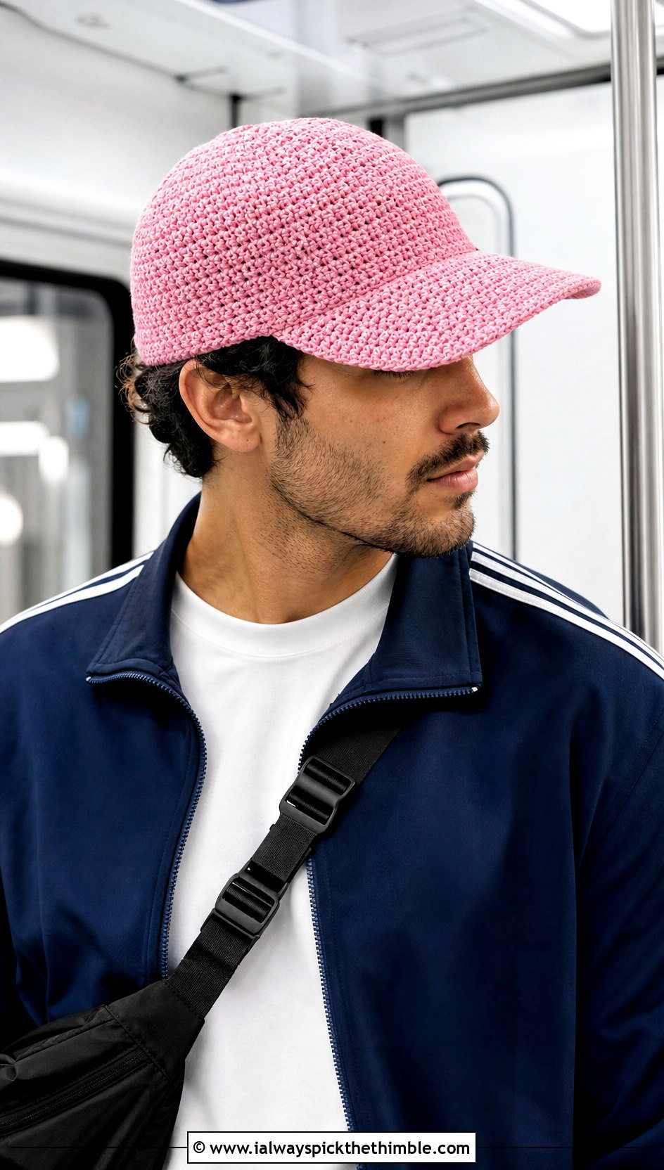 Crochet Baseball Cap With Track Jacket - 25 crochet hats for men outfit ideas