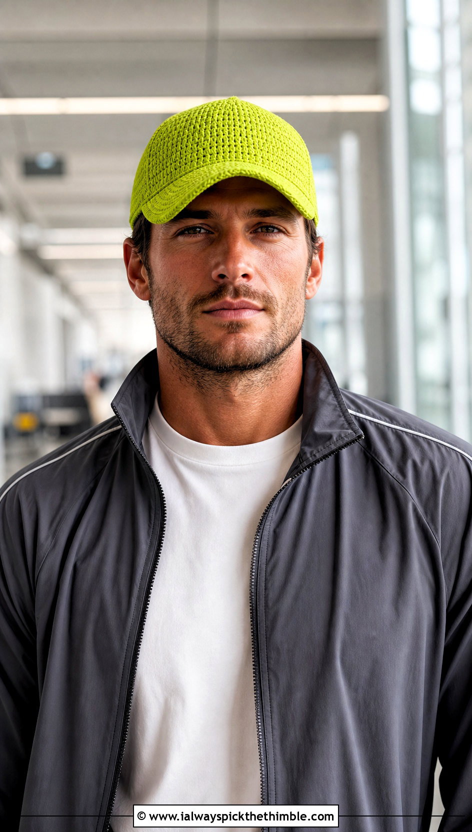 Crochet Baseball Cap With Track Jacket - 25 mens crochet hat outfit ideas