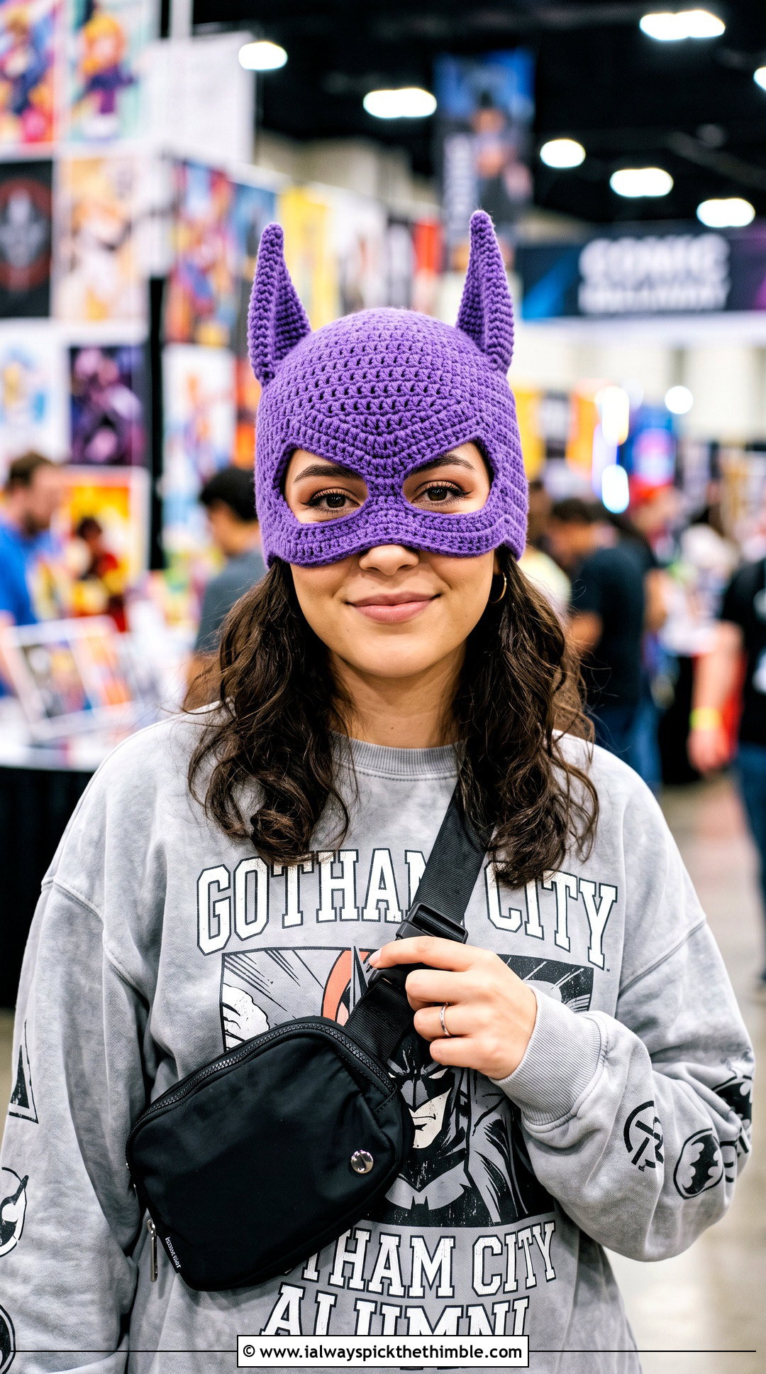 Crochet Batman Mask Hat With Graphic Sweatshirt - 25 crochet batman hat outfit ideas