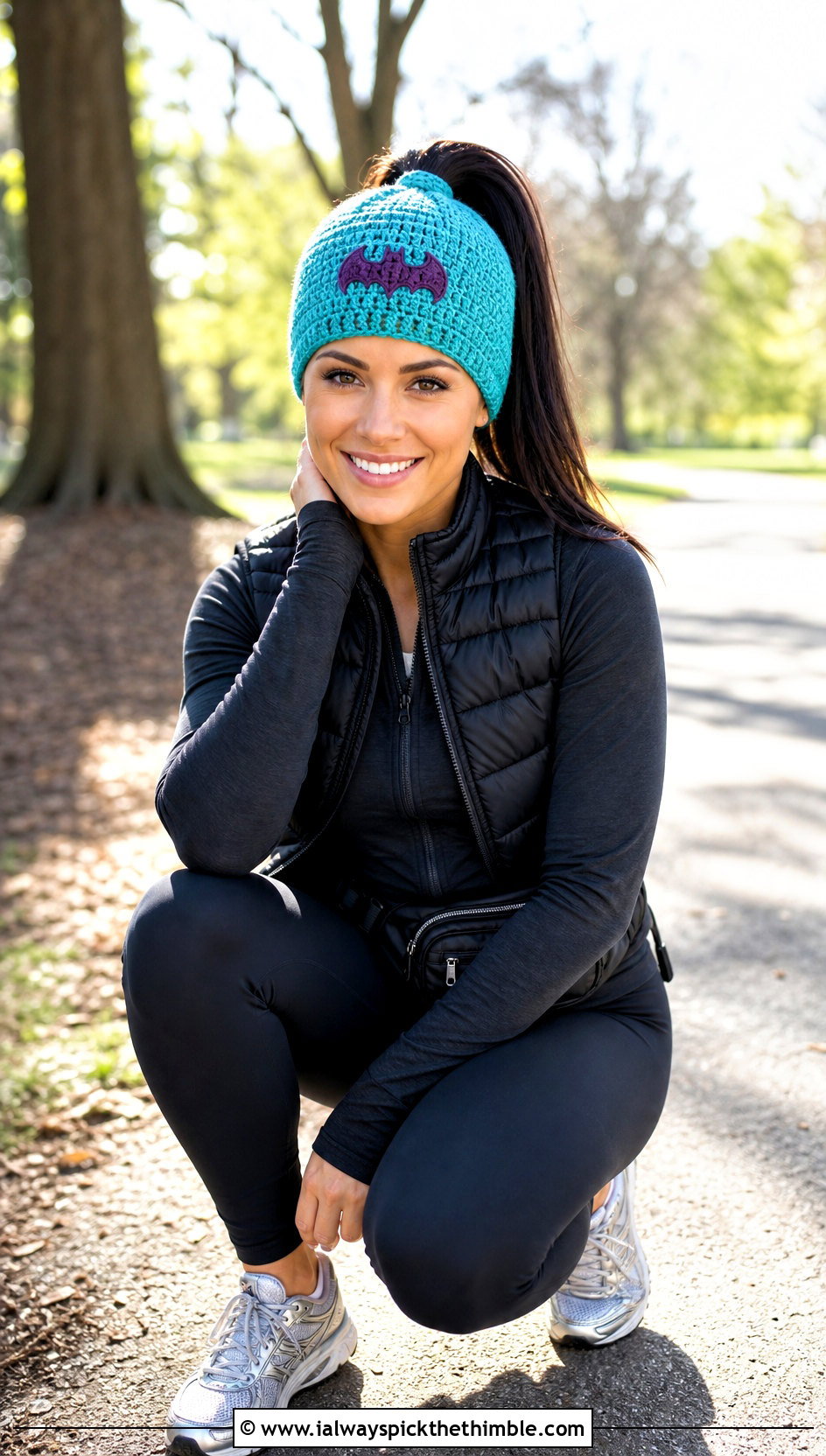 Crochet Batman Ponytail Beanie With Athleisure Outfit - 25 crochet batman beanie outfit ideas