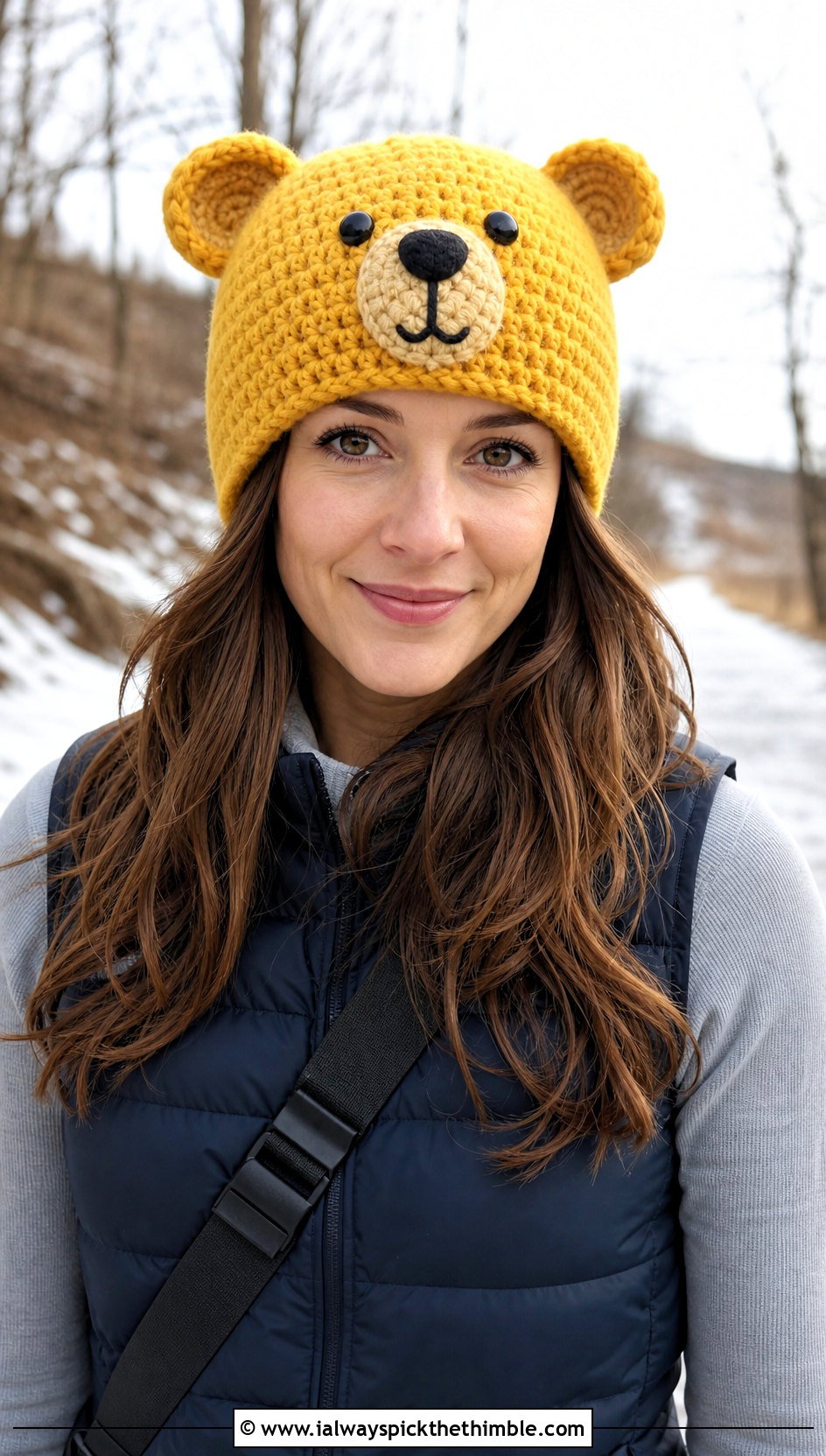 Crochet Bear Ear Hat With Puffer Vest - 20 Crochet Character Hat outfit ideas