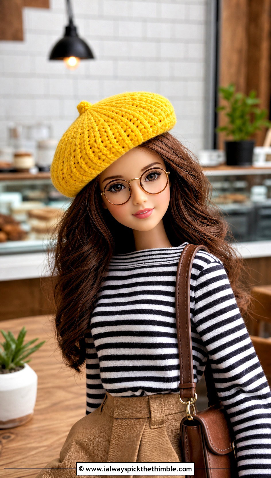 Crochet Beret Doll Outfit With Striped Shirt - 25 crochet hat for doll outfit ideas