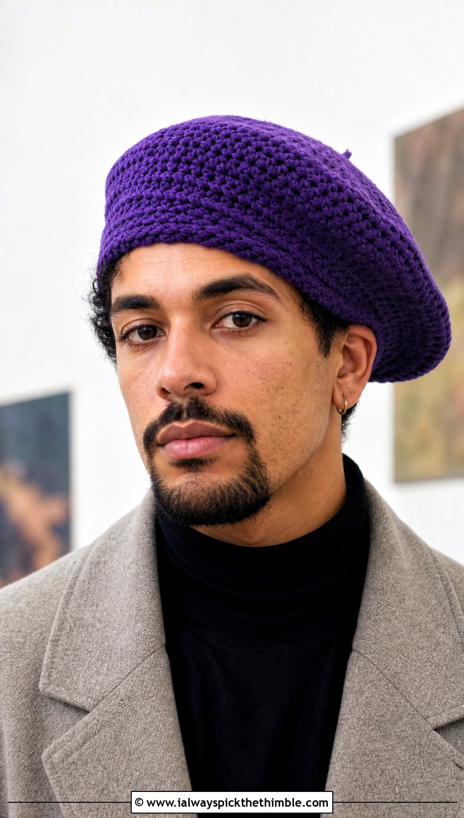 Crochet Beret With Artistic Outfit - 20 crochet hat ideas for men