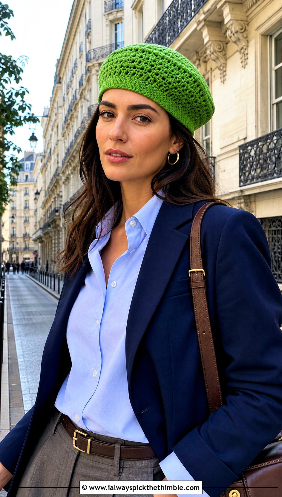 Crochet Beret With Blazer And Jeans - 25 crocheted hats outfit ideas