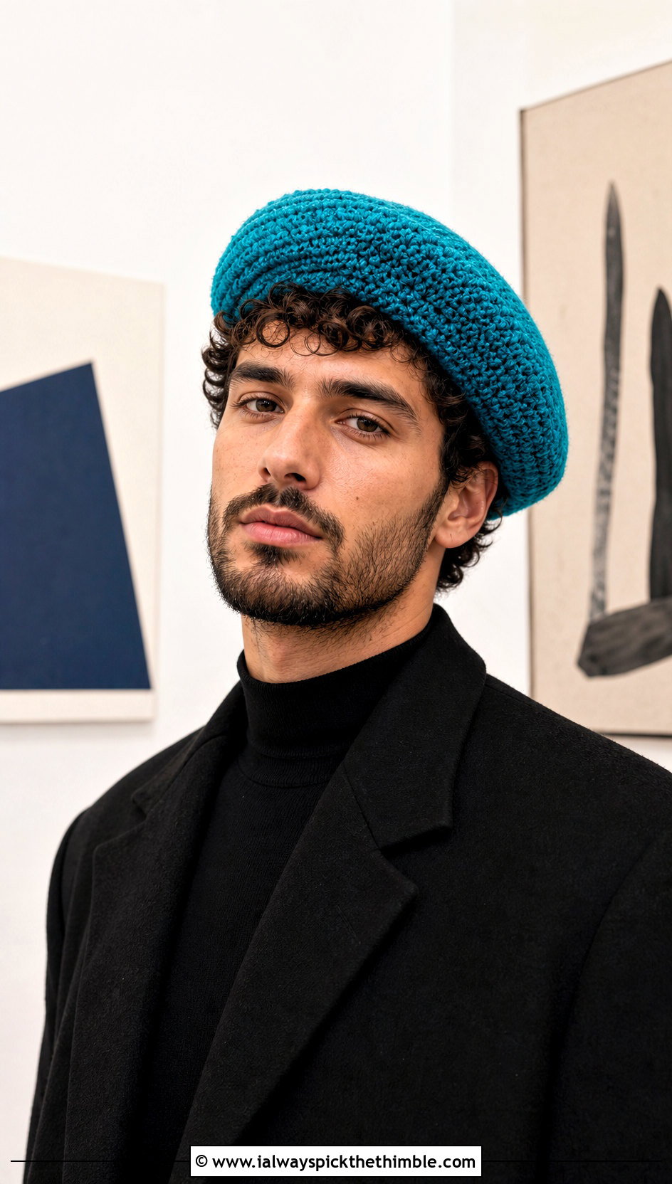 Crochet Beret With Monochrome Outfit - 20 male crochet hat outfit ideas