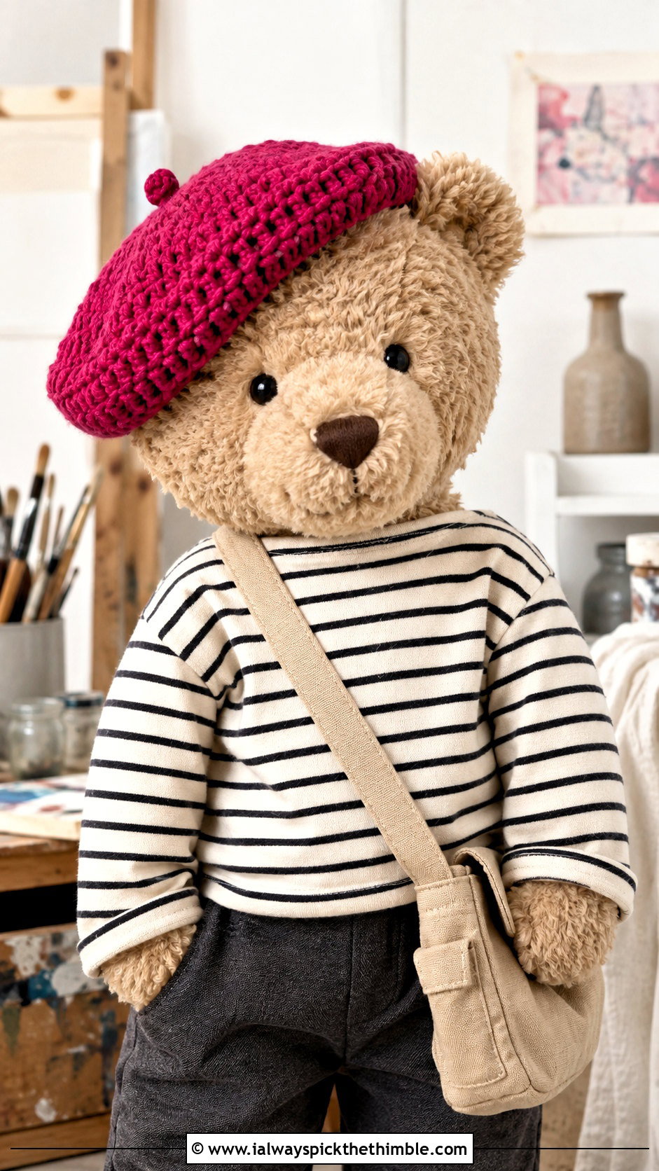 Crochet Beret With Striped Top And Trousers - 25 crochet jellycat clothes and outfit ideas