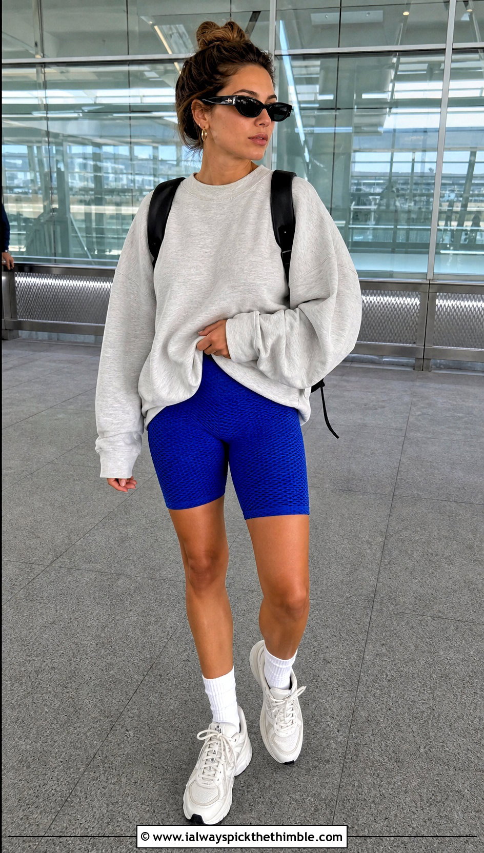Crochet Biker Shorts With Oversized Sweatshirt - 20 crochet shorts for women outfit ideas