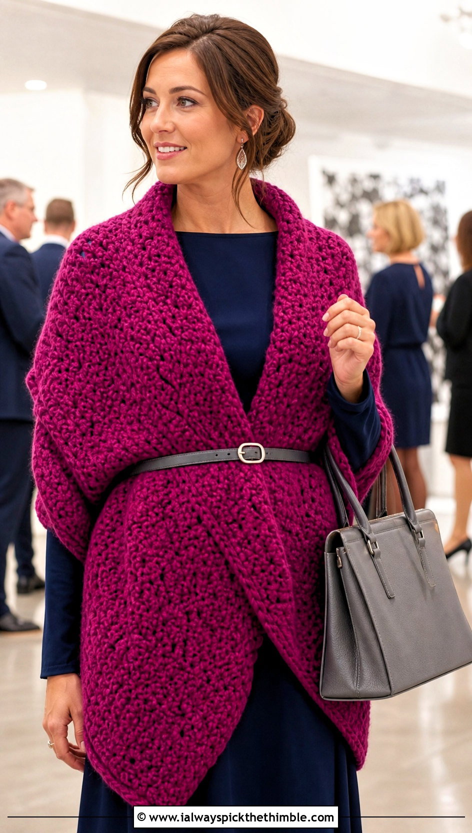 Crochet Blanket Scarf With Midi Dress - 25 crochet scarf ideas