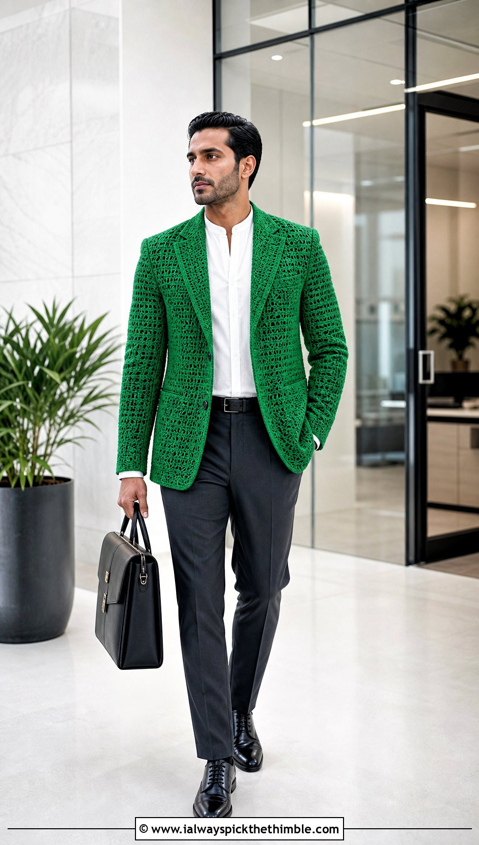 Crochet Blazer Jacket With Dress Pants - 15 Crochet Mens Jacket outfit ideas