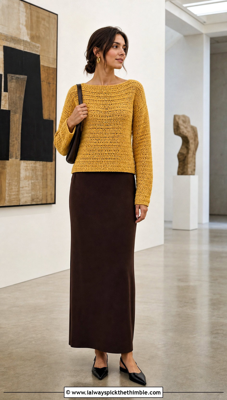 Crochet Boat Neck Pullover With Column Skirt - 25 beginner crochet clothes and outfit ideas