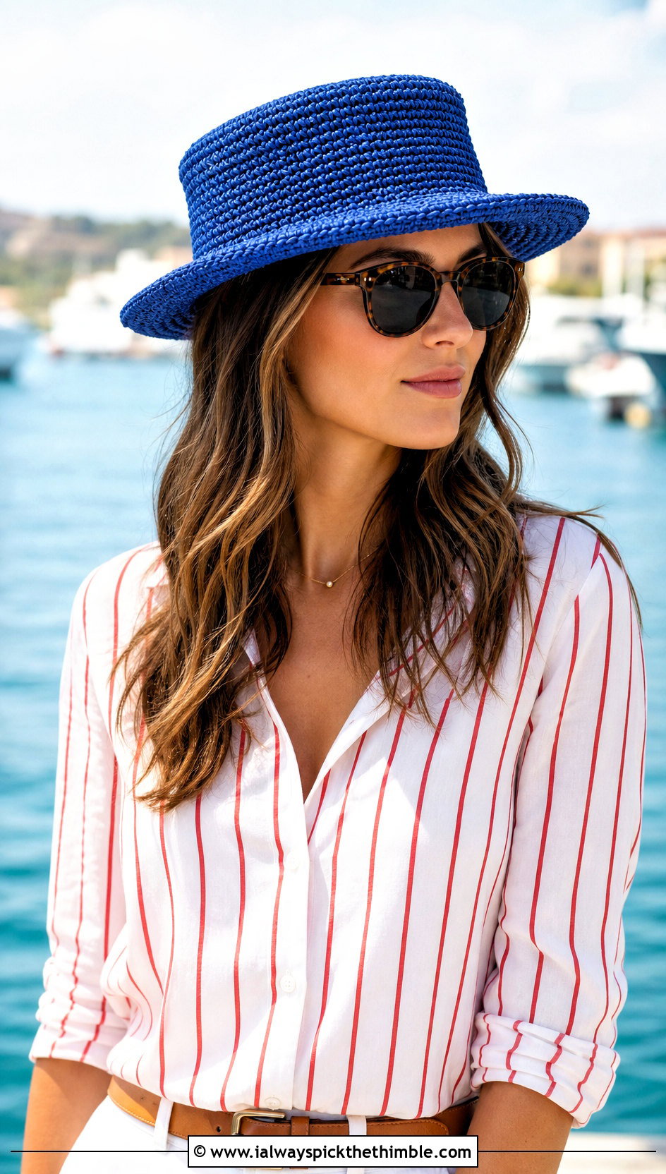 Crochet Boater Hat With Striped Shirt - 25 Crochet Hats For Women outfit ideas