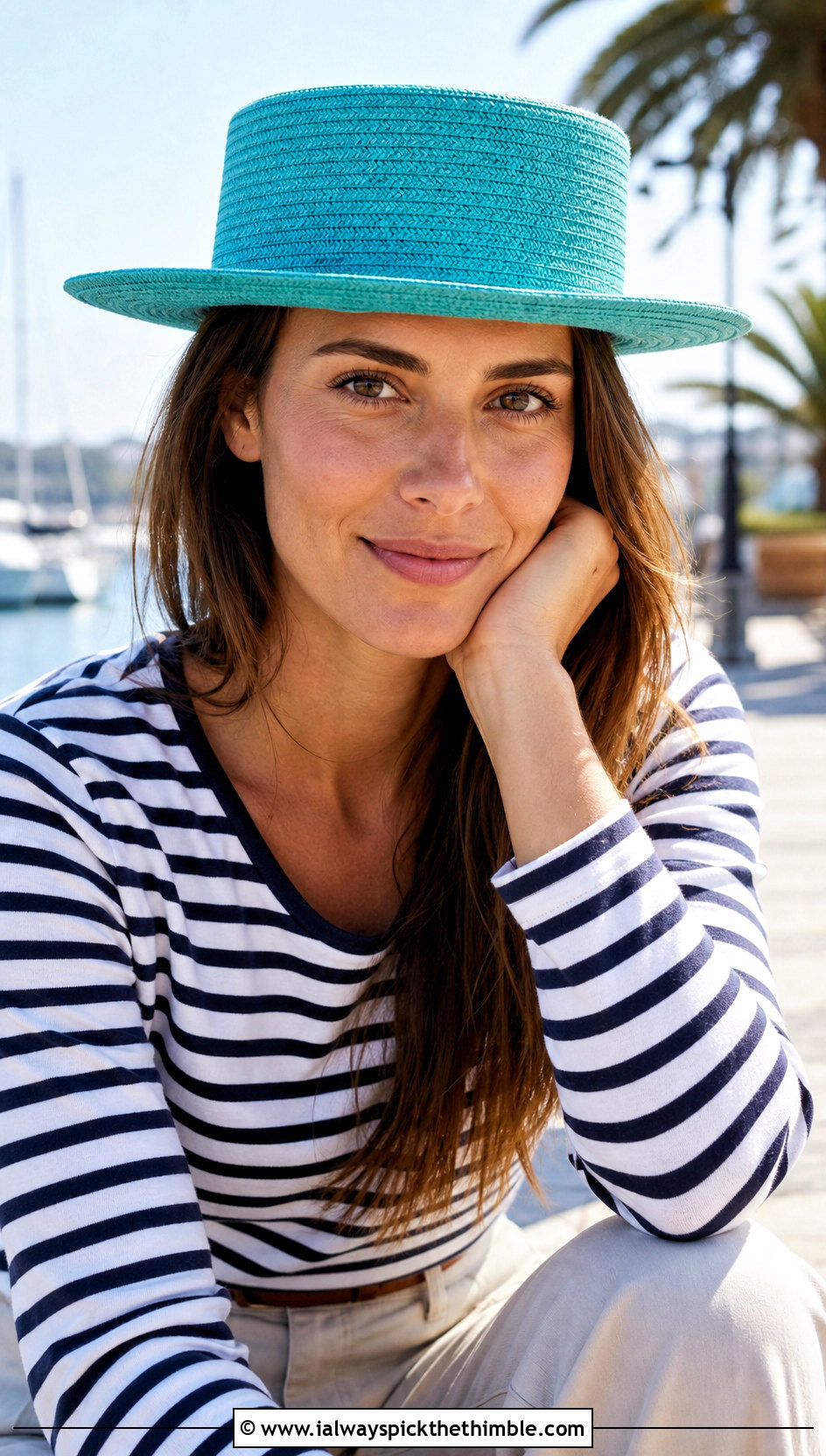 Crochet Boater Hat With Striped Shirt And Trousers - 20 Quick Crochet Hats outfit ideas