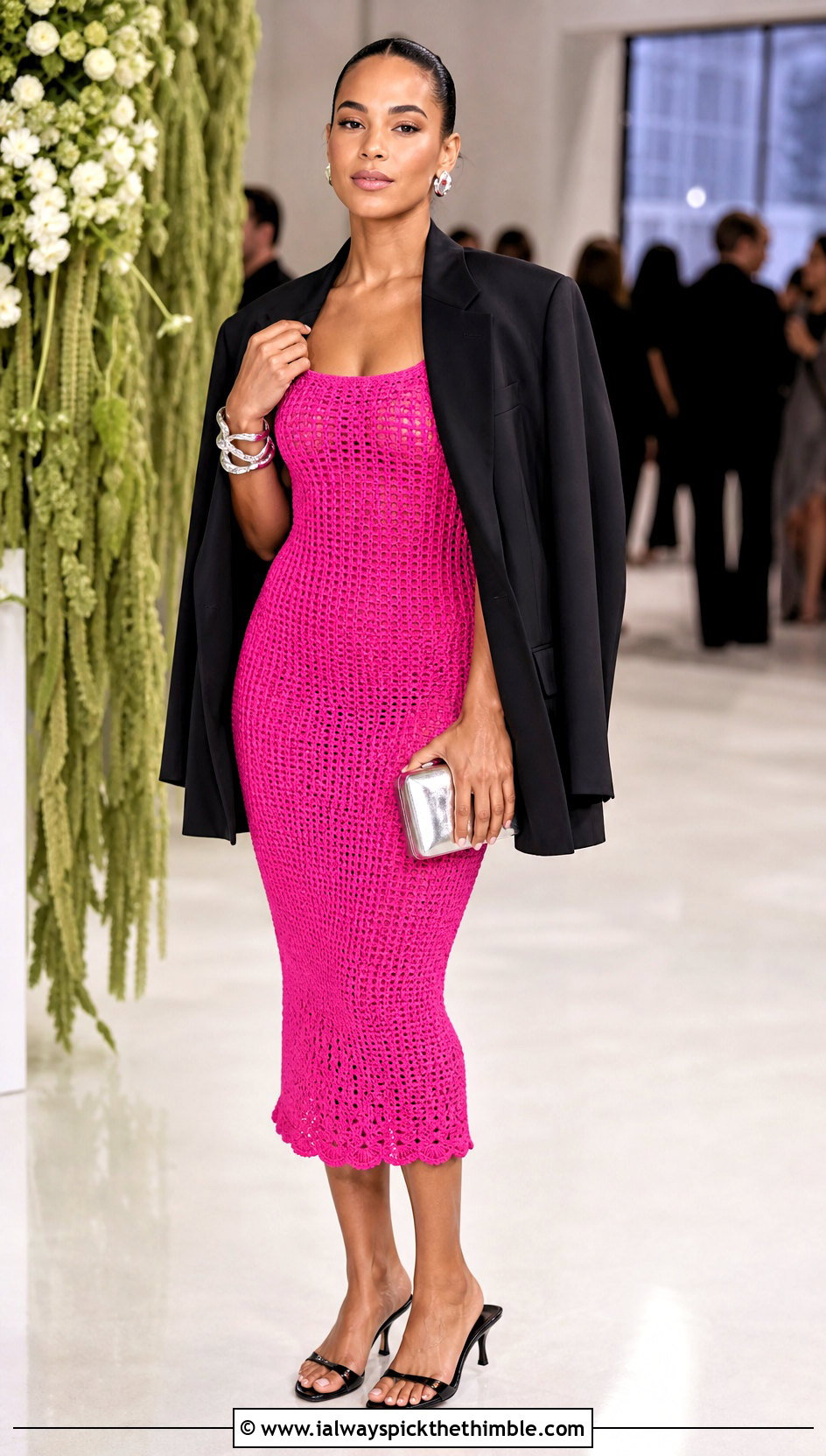 Crochet Bodycon Dress With Oversized Blazer - 15 Diy Crochet Dress Ideas