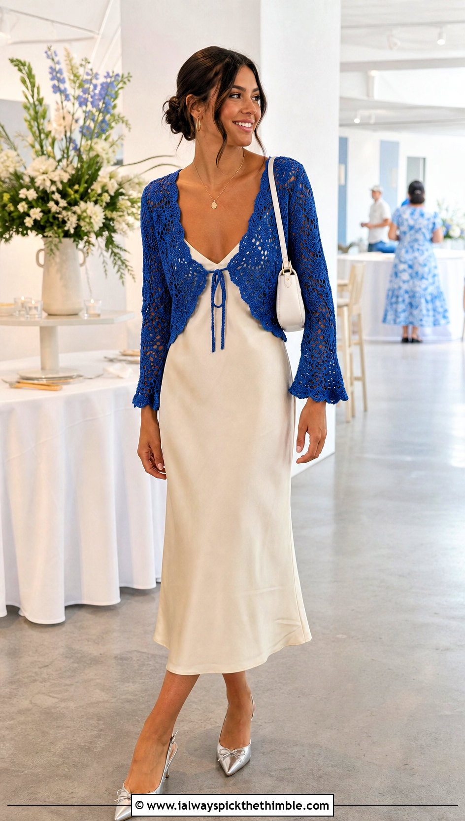 Crochet Bolero Cardigan With Slip Dress - 20 crochet for cardigans outfit ideas