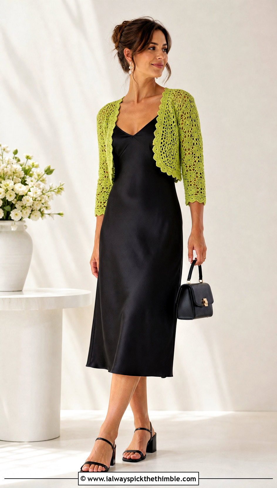 Crochet Bolero Cardigan With Slip Dress - 20 lightweight crochet cardigan outfit ideas