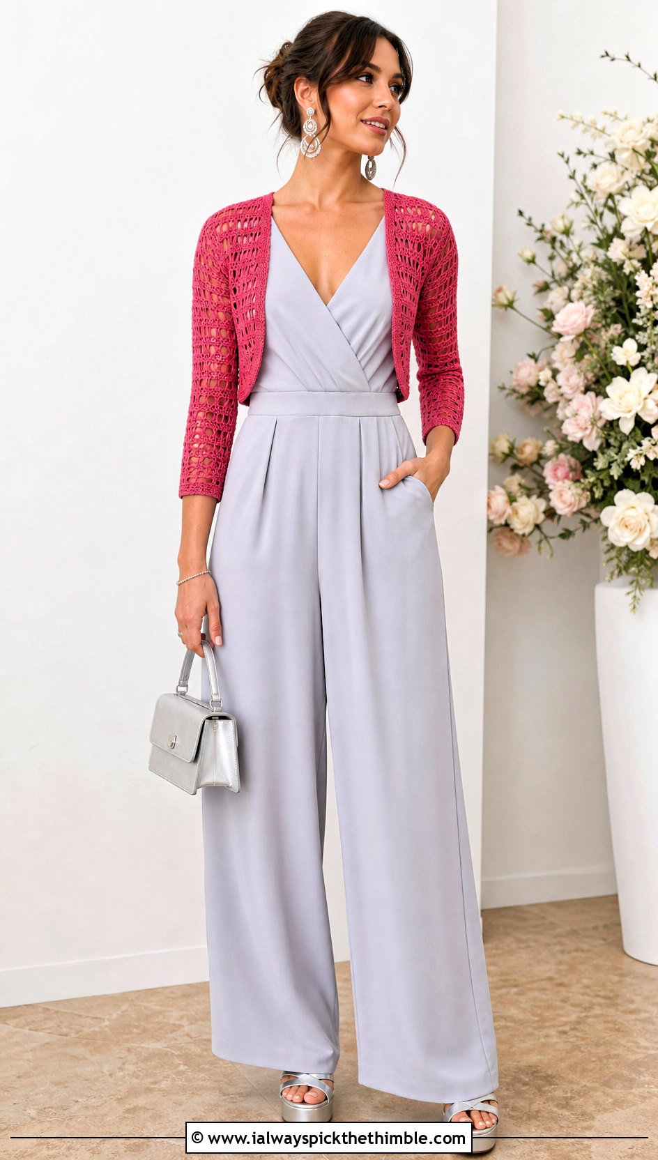 Crochet Bolero Cardigan With Wide Leg Jumpsuit - 20 Simple Crochet Cardigan For Women outfit ideas