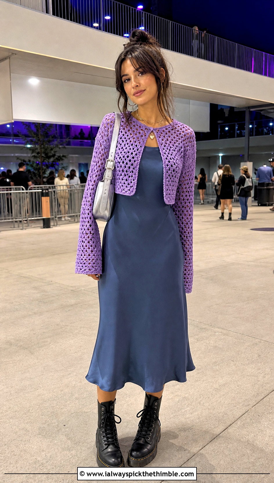 Crochet Bolero Top With Slip Dress - 25 Crochet Top Festival Outfit ideas