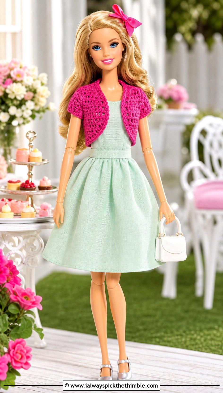 Crochet Bolero With Fit And Flare Dress - 20 easy crochet barbie doll clothes and outfit ideas