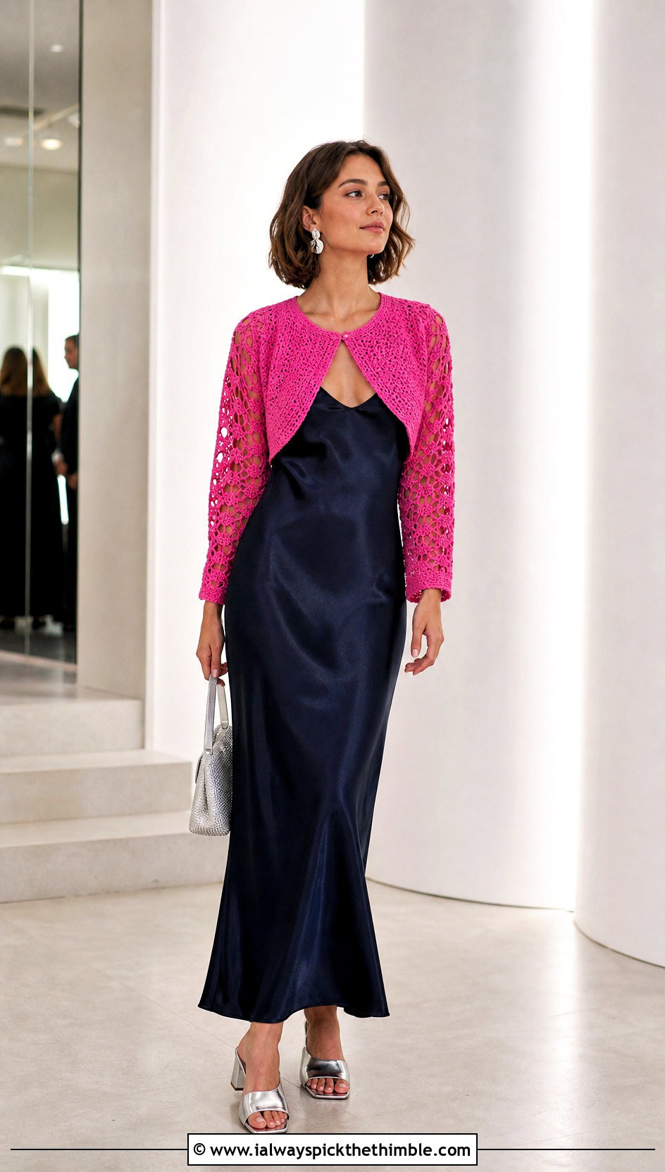 Crochet Bolero With Satin Slip Dress - 20 trendy crochet clothes and outfit ideas