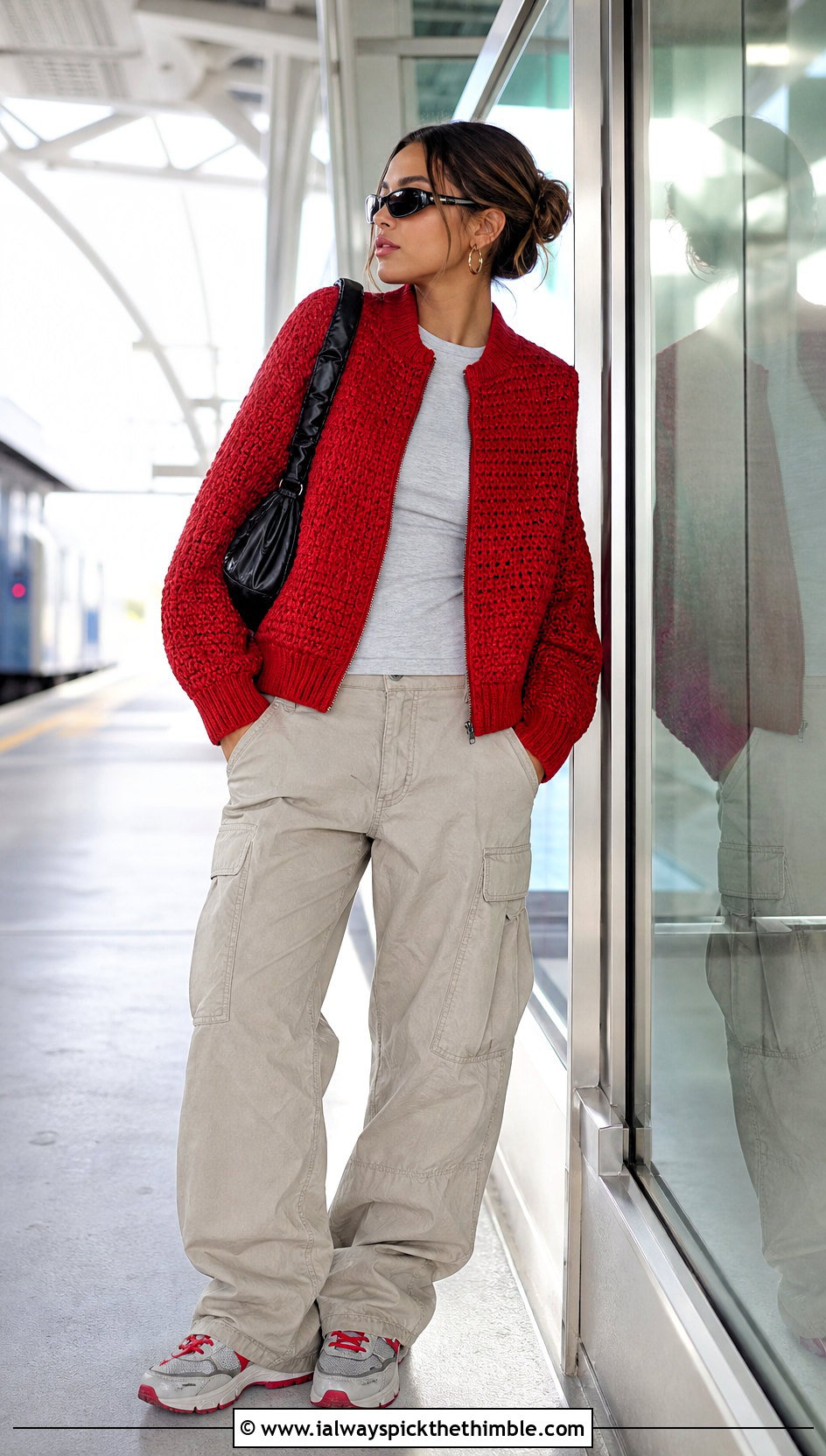 Crochet Bomber Jacket With Cargo Pants - 15 colorful crochet clothing design outfit ideas