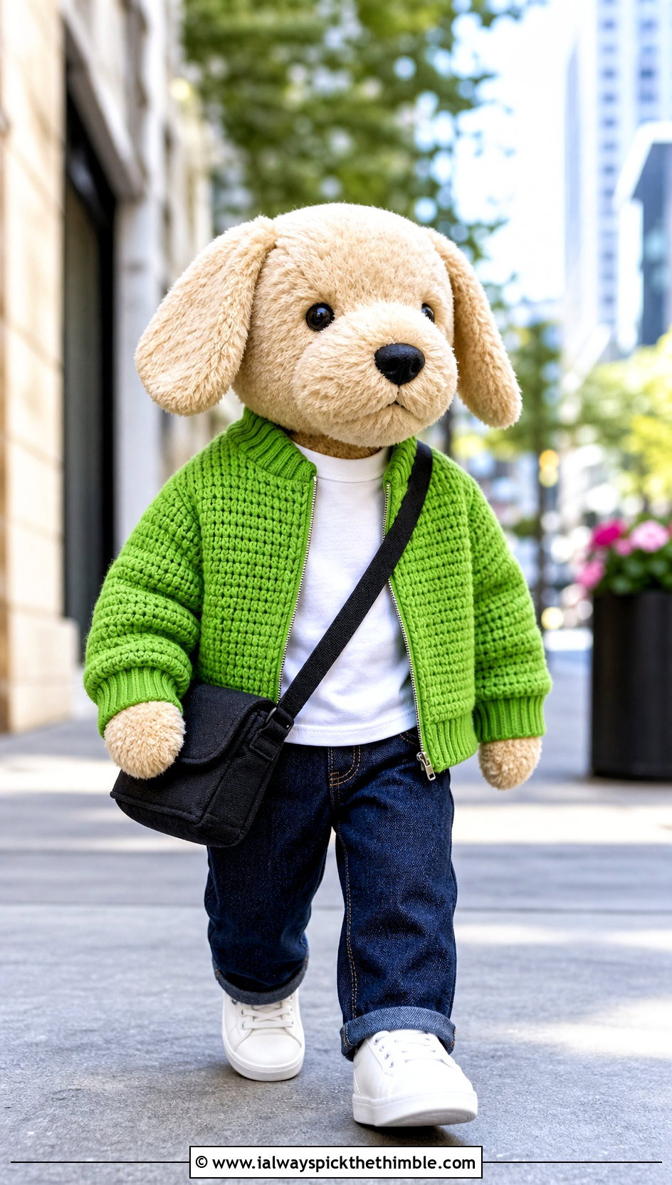 Crochet Bomber Jacket With T Shirt And Jeans - 25 crochet clothes for stuffed animals outfit ideas