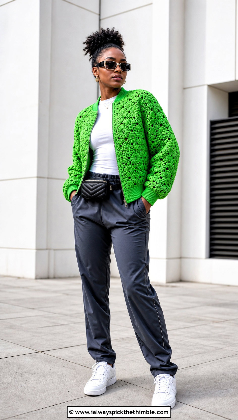 Crochet Bomber Jacket With T Shirt And Track Pants - 25 crochet outfits black women outfit ideas
