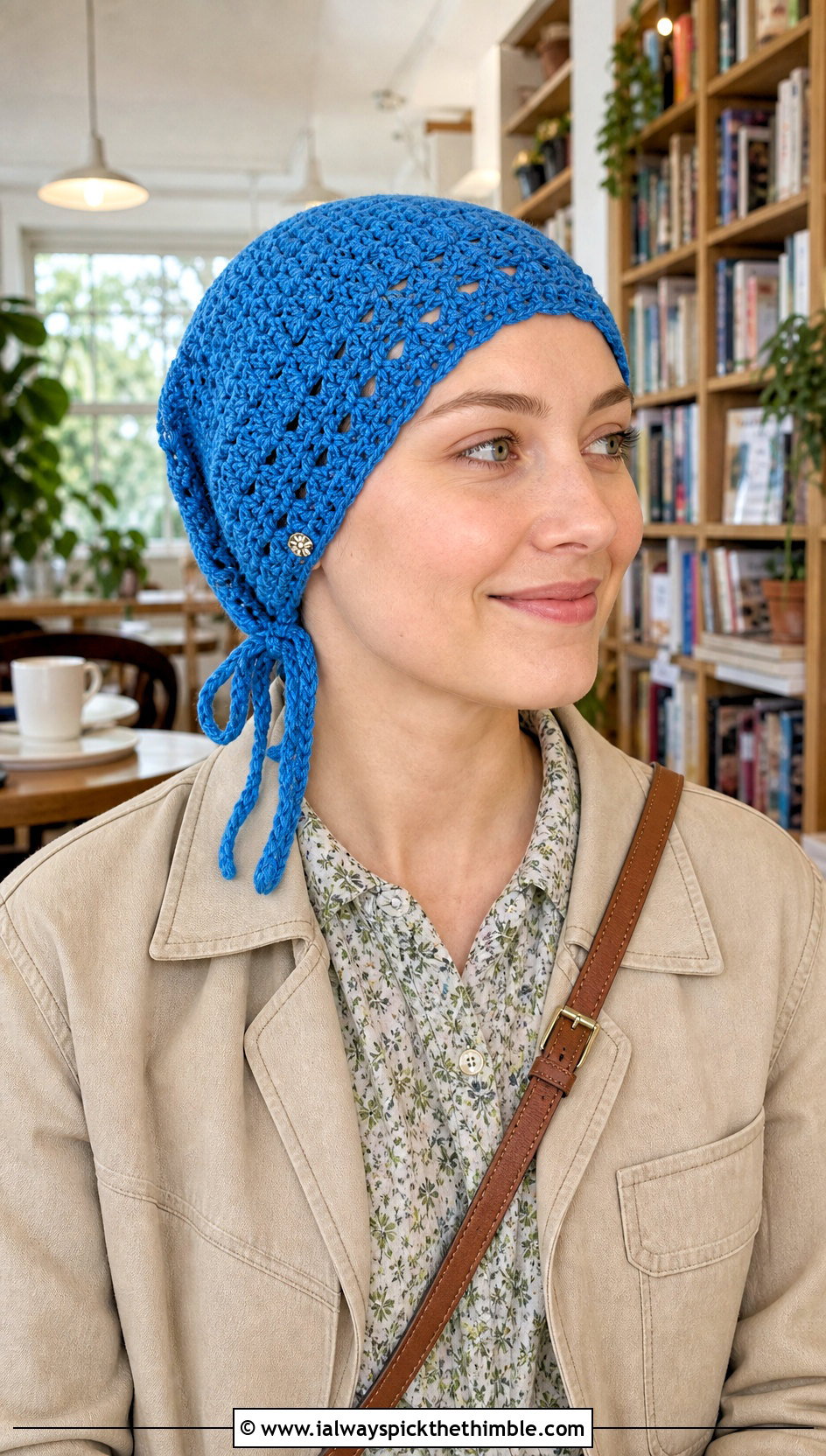 Crochet Bonnet Chemo Cap With Cottagecore Dress - 25 crochet chemo caps outfit ideas