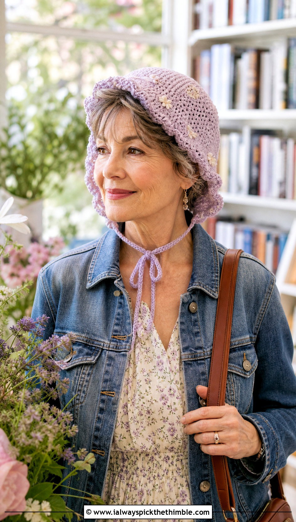 Crochet Bonnet Hat With Midi Dress - 20 Crochet Hat For Grandma outfit ideas