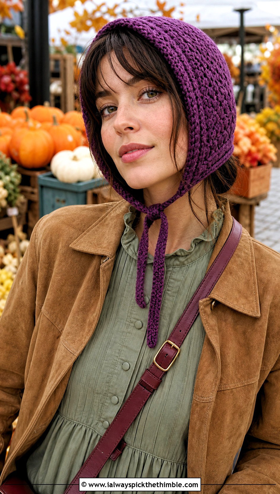 Crochet Bonnet Hat With Prairie Dress - 20 easy simple crochet hats for beginners outfit ideas