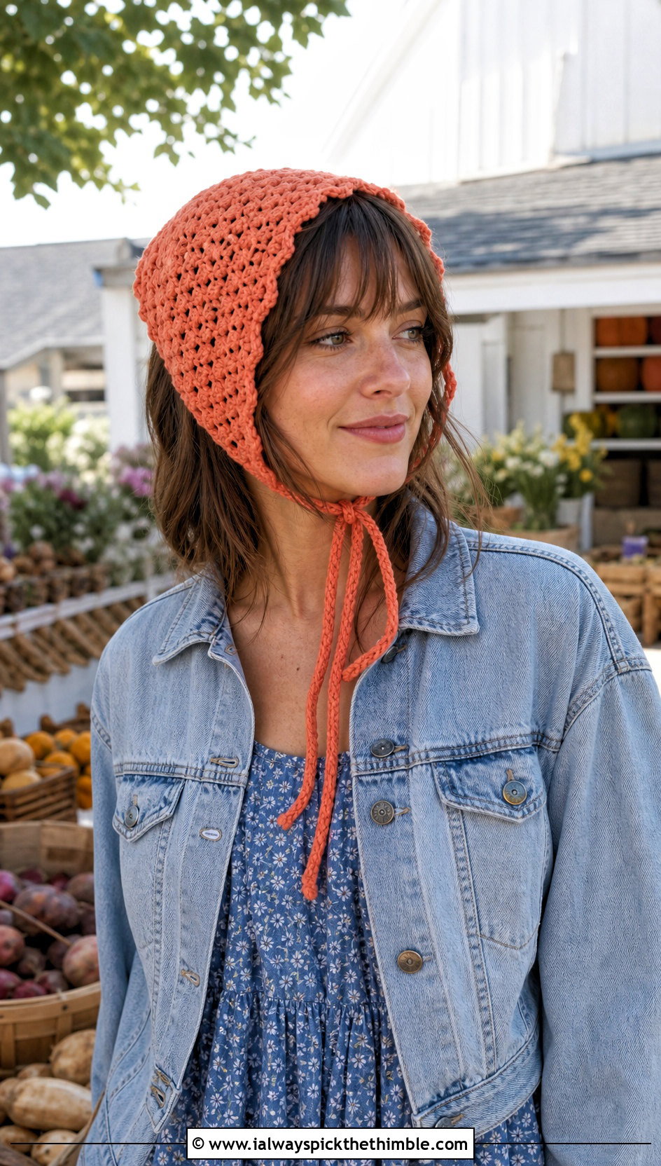 Crochet Bonnet Hat With Prairie Dress - 25 easy crochet hats outfit ideas