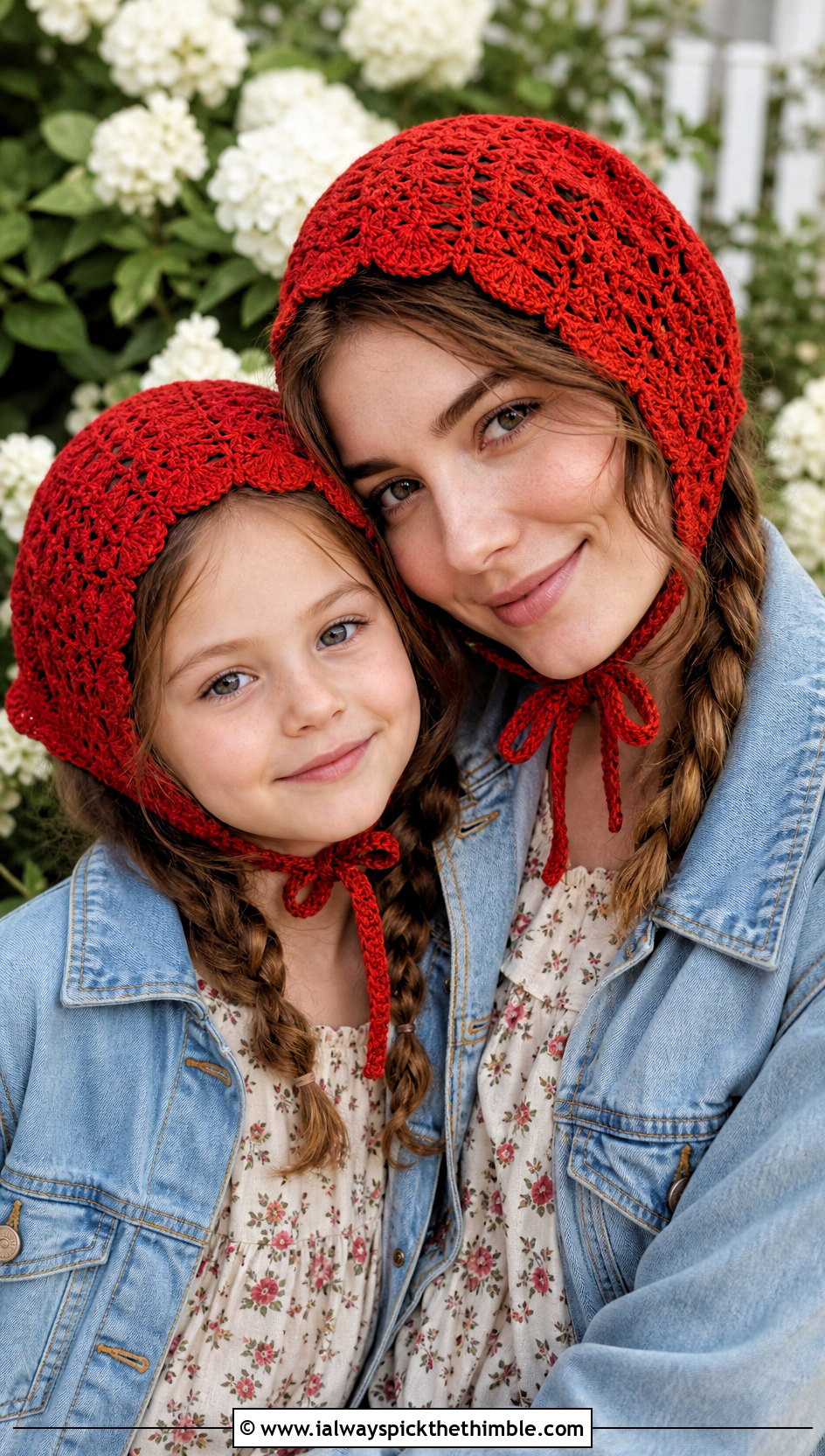 Crochet Bonnet With Prairie Dresses - 20 Mommy And Me Crochet Hats outfit ideas