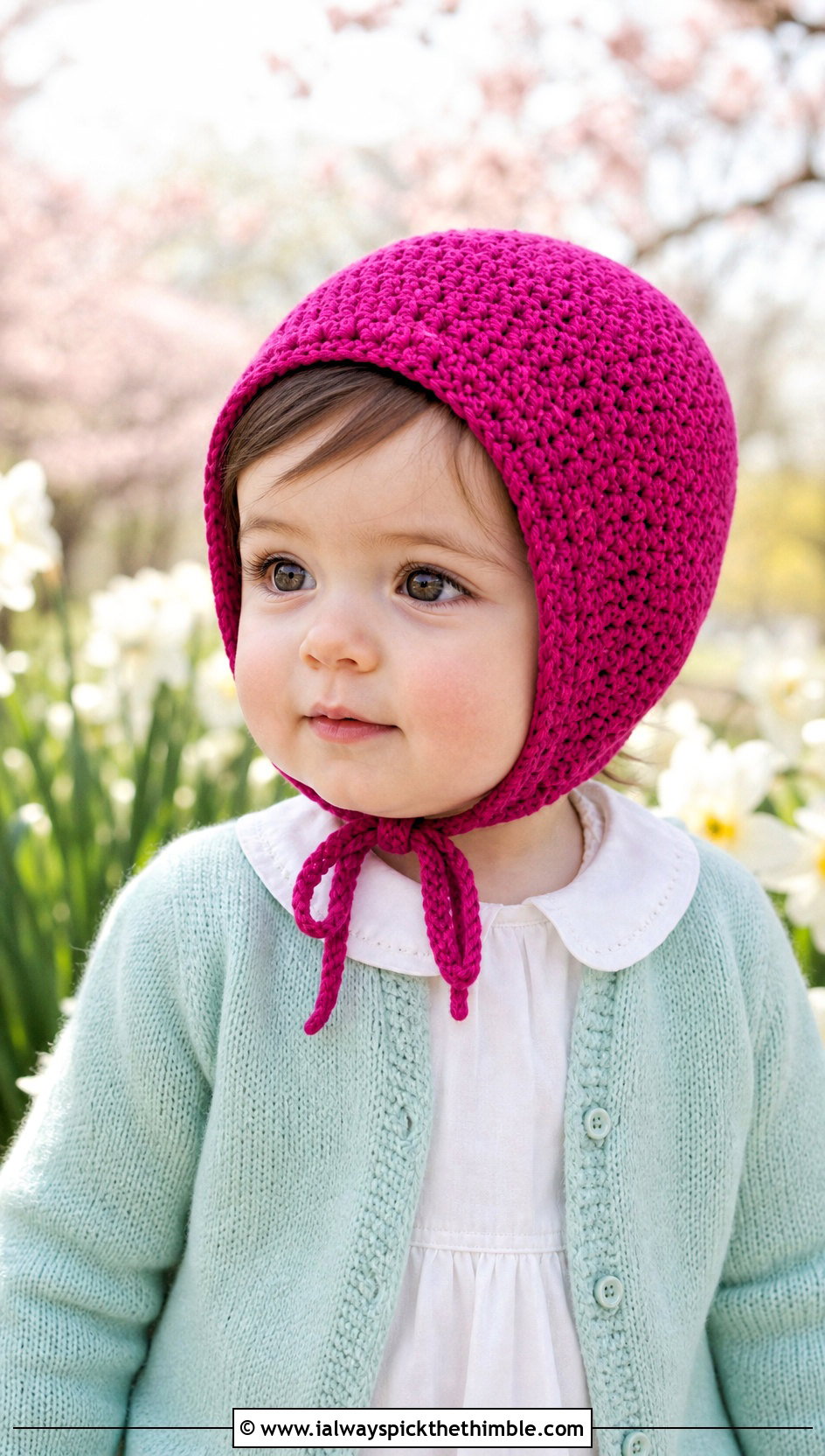 Crochet Bonnet With Romper And Cardigan - 15 Childs Crochet Hat outfit ideas